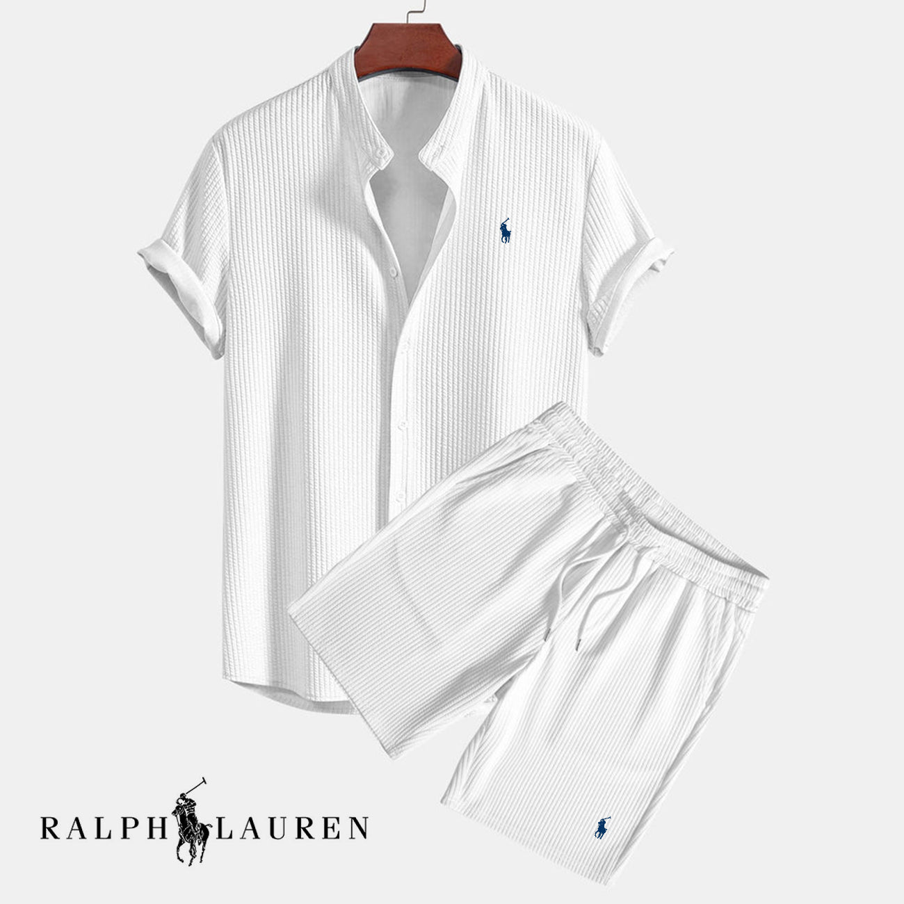 Men’s Summer Textured Shirt & Shorts Set