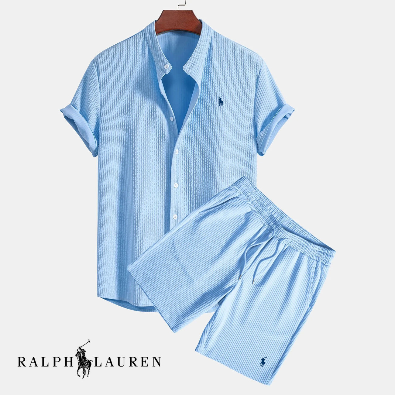 Men’s Summer Textured Shirt & Shorts Set