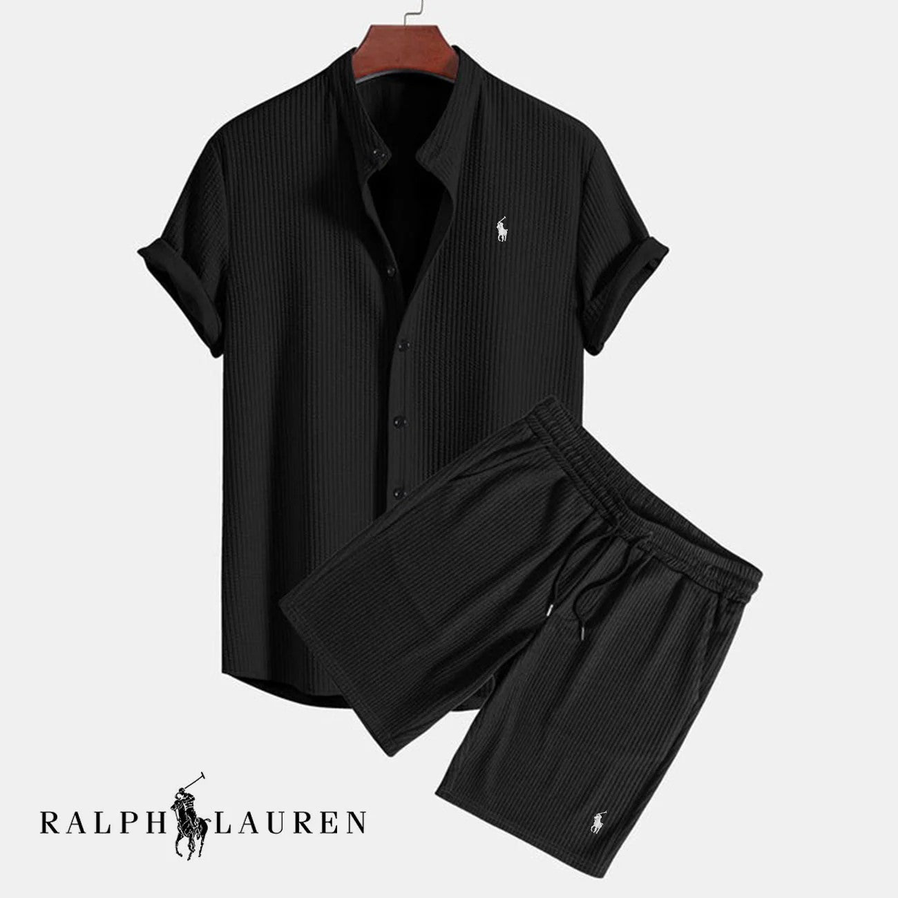 Men’s Summer Textured Shirt & Shorts Set