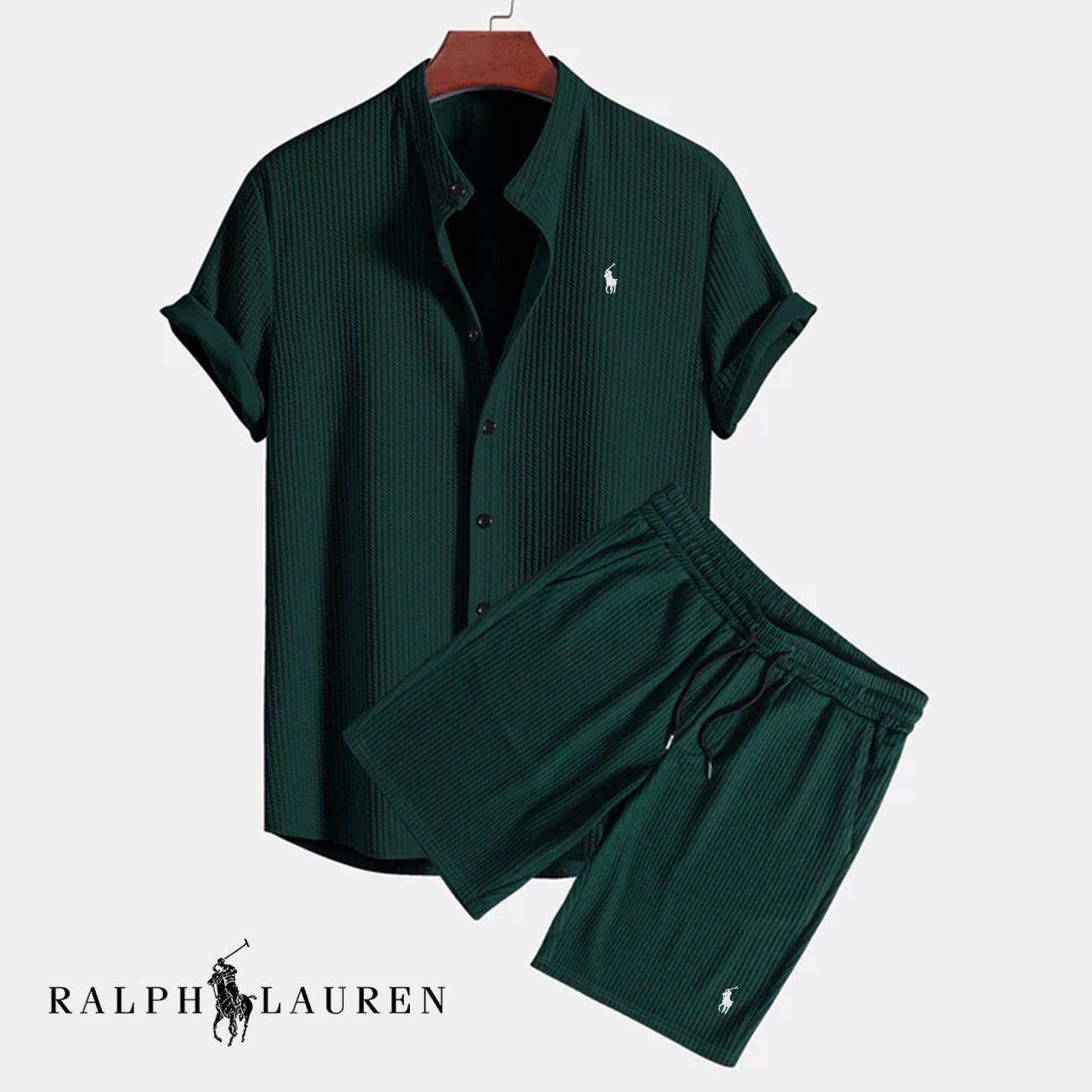 Men’s Summer Textured Shirt & Shorts Set
